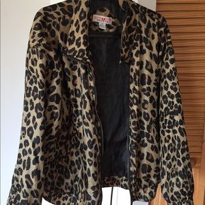 Vintage Leopard Print 100% Silk Jacket L